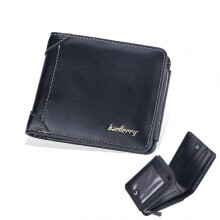 (Horizontal, Black) Short Format Money Clips PU Leather Coin Purses Card Holder for Outgoing Shopping