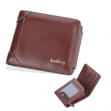 (Horizontal, Brown) Short Format Money Clips PU Leather Coin Purses Card Holder for Outgoing Shopping