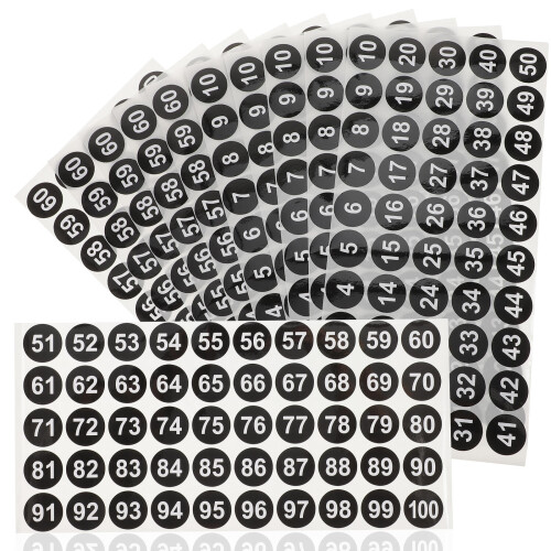 Nummer Stickers Zwart 20 0,98 Inch