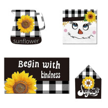 (Sunflower) Halloween Hocus Pocus Tray Decor-i Smell Children Wooden Signs Garland Farmhouse Rustic Tiered Tray Decor(without Tray)