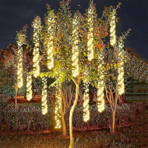 (Multi Color) Meteor Shower Rain Lights Outdoor Christmas Hanging Firecracker String Light Snow Falling Raindrop I 1