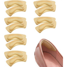 (Beige) 6 Pairs Heel Cushion Pads Heel Shoe Grips Liner Self-Adhesive Shoe Insoles Foot Care Protector