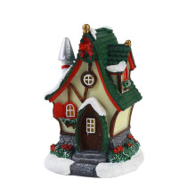 (A) Music Resin House/Boot Ornament Christmas Tabletop Decorations with LED Lights and Music Giftsfor Friend Children