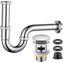 (B) Universal Siphon Sink Stainless Steel Siphon for Washbasin Universal Washbasin Tubular Siphon Adjustable P-Shape Trap for Faucet Sink