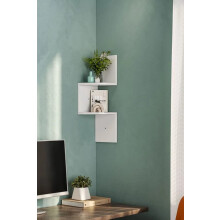 2 Tier Wall Mounted Corner Shelf - White