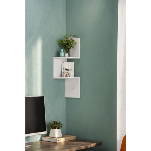 Spot On Dealz 2 Tier Wall Mounted Corner Shelf - White