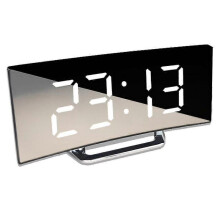 (white) Digital Alarm Clock Desk Table Clock Curved LED Screen Alarm Clocks For Kid