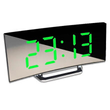 (green) Digital Alarm Clock Desk Table Clock Curved LED Screen Alarm Clocks For Kid
