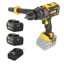 JCB Pro Cordless Combi Drill Set 2 5ah Batteries & Charger 18v 160Nm Auxiliary Handle, Anti Kickback, 25+3 Torque JCB-18PCD-160-5