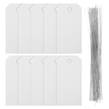 100 Lege Label Hanger Decoraties Op Hangende Kaart Wit