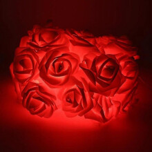 (Red) Rose Flower String Lights Wedding Home Birthday Event Party Garland Light Battery Powered 1M