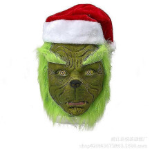 (2XL,Mask only)7pcs The Grinch Costume Christmas Cosplay Adult Santa Costume Outfits Set + Mask A