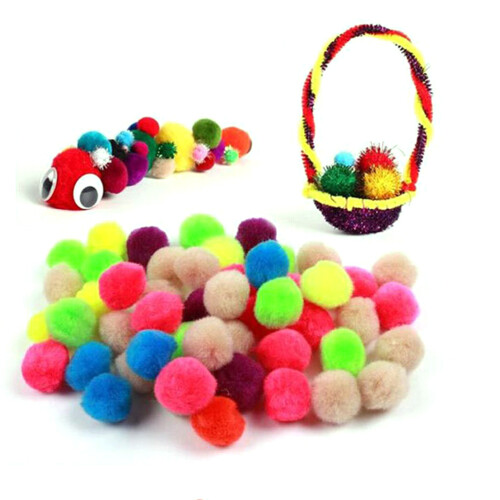Craft Pom Poms Plüsch Bunt 100 Für Bastelprojekte 1