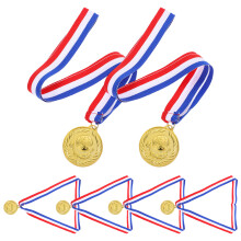 6Stk. Goldenes Polyester-Medaillon Mit Band Im Sportstil