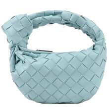 (Blue)Tote Bag Woven Handbag Pu Leather Women's Shoulder Wallet Large Volume Braided Bag