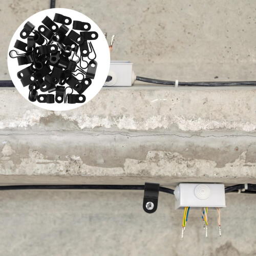100 Ethernet Kabel Clips Außenhalterung Schwarz 2