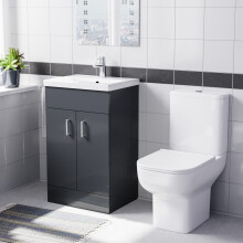Nes Home 500mm Dark Grey Basin Vanity & Square White Close Coupled Toilet