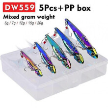 (Mixed gram weight)Lot of 5pcs Metal Blade Fishing Lures Hard VIB Crank Bait Sinking Hook Kit 5-20g