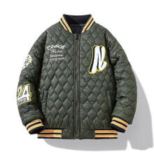 (S,Dark Green)Double-Sided Wear Street Fashion Autumn And Winter Men's Casual Loose All-Match Double-Sided Wear Baseball Uniform Outside