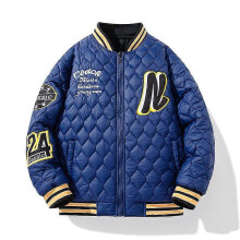 (M,Blue)Double-Sided Wear Street Fashion Autumn And Winter Men's Casual Loose All-Match Double-Sided Wear Baseball Uniform Outside