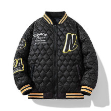 (L,Black)Double-Sided Wear Street Fashion Autumn And Winter Men's Casual Loose All-Match Double-Sided Wear Baseball Uniform Outside