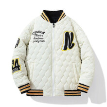 (XL,Beige)Double-Sided Wear Street Fashion Autumn And Winter Men's Casual Loose All-Match Double-Sided Wear Baseball Uniform Outside