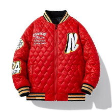 (2XL,Chinese Red)Double-Sided Wear Street Fashion Autumn And Winter Men's Casual Loose All-Match Double-Sided Wear Baseball Uniform Outside