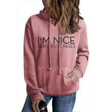(L,2238)I 'M Nice Pero No Te Pases Women's Loose Winter Hooded Sweater