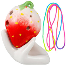 Ocarina En Forme De Fraise Six Trous Avec Support Pour Enfants