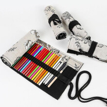 (48 holes) Peony 12/24/36/48/72 Holes Canvas Roll Pen Curtain Pencil Bag For Case Makeup Wr