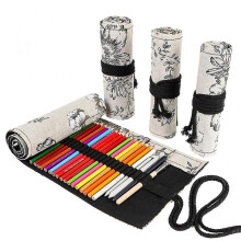 (36 holes) Peony 12/24/36/48/72 Holes Canvas Roll Pen Curtain Pencil Bag For Case Makeup Wr