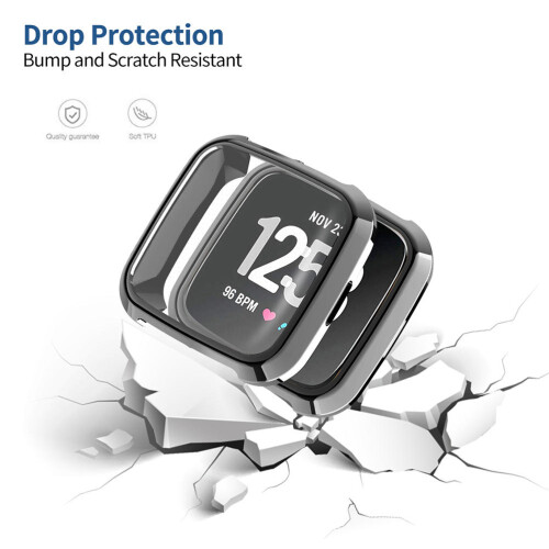 2Pcs Durable Tpu Smart Watch Protective Case Black Anti-Scratch Shell 1