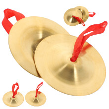 3 Paar Tanz-Finger-Cymbals Aus Messing Kinder 7x7x1,8 Cm Golden