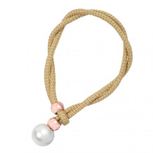 (Chrome Gold) 2 Pack Adjustables Pearl Curtain Rope Modern Style Punch-Free Curtain Ties Home Decorative Pearl Curtain Ties