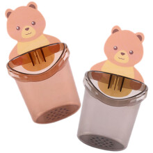 2Pcs Cartoon Kids Toothbrush Holders Plastic Wall Mounted Bathroom Set