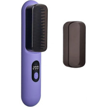 (Purple) Cordless Hair Straightening Brush, Straightening Comb, Fast Heating Straightening Iron, Fast Heating Hot Air Brushes, Portable Travel