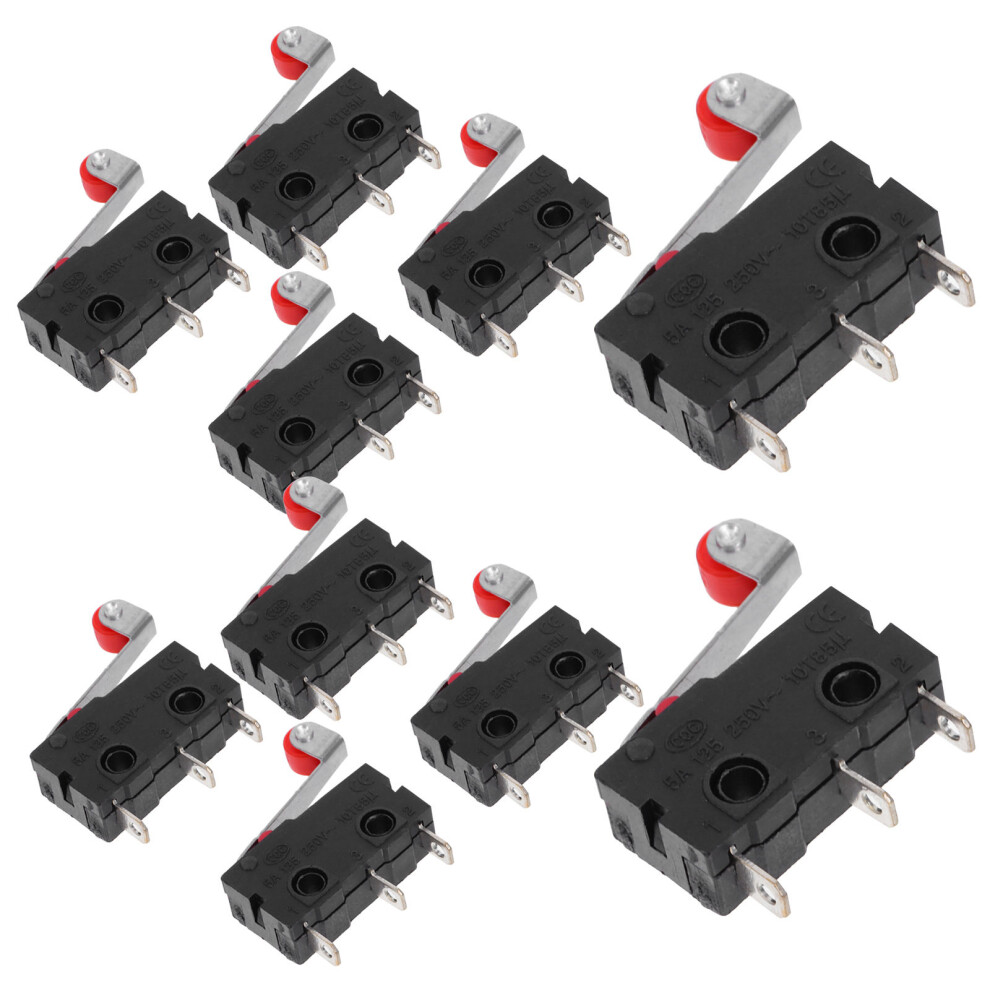10Pcs Roller Micro Switches Black Lever Arm Momentary Spdt 1No 1Nc 062718927994