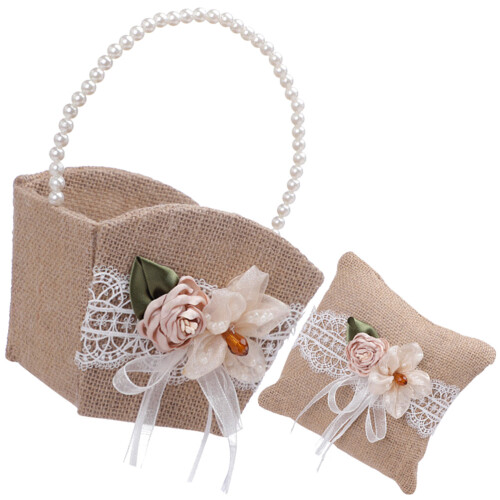 4 Sets Hochzeitsringkissen Blumenkorb Set 2
