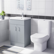 Nes Home 500mm Matte Grey Basin Vanity & Square White Close Coupled Toilet