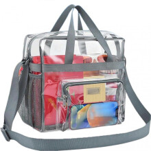 (Grey) PVC Cosmetic Bag Portable Waterproof Female Wash Bag for Men Women