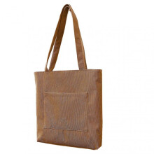 (Brown) Retro Corduroy-Crossbody Bag with Front Pocket Stylish Vintage Shopping Bag for Daily