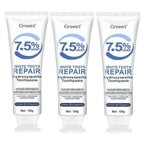 3PCS Hydroxyapatite Toothpaste for Advanced Enamel Protection, Refreshes Breath, Fluoride-Free Toothpaste for Sensitive Teeth