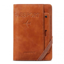 (Brown) Travel Wallet Passport Holder With RFIDs Protection Ultra Slim Fashion Card Holder for Adult Teens