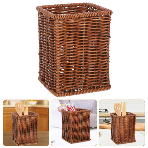 Wicker Plate Holder Imitat Rattan Essstäbchen Halter Büro 2