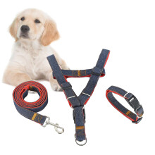 Drie-Delige Halsband Borstriem Trekkoord Hond S Rood