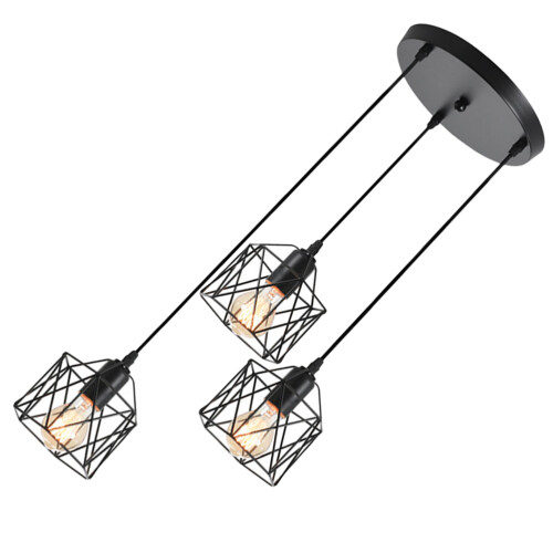 3 Dreiköpfige Eisenlaterne Kronleuchter