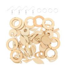 70Pcs Wooden DIY Earring Blanks Chocolate Color Unfinished Charms