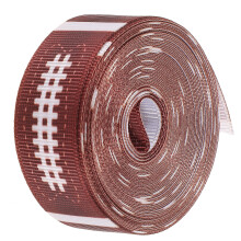 1Rouleau Ruban Polyester Marron Motif Rugby Pour DIY Cadeau