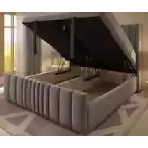 New Ottoman Storage Bed Divan Bed Frame 4FT6 Cream 1