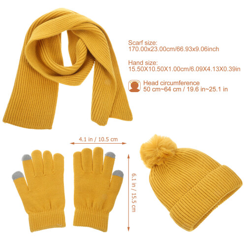 1 Set Mütze Schal Wintermütze Pompongarn 1